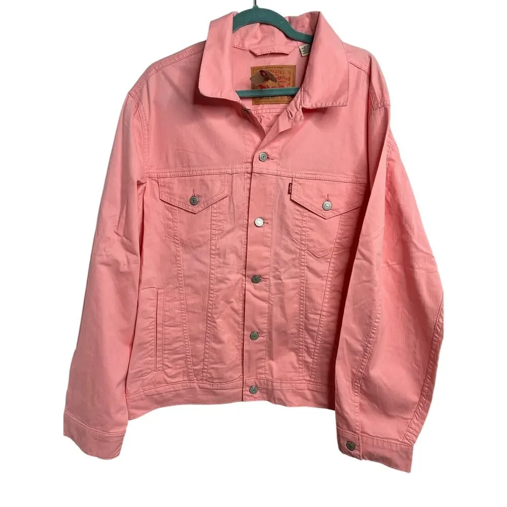 Levi's NWT Vintage Fit Trucker Pink Denim Jacket Size XL Travel Casual FLAWS